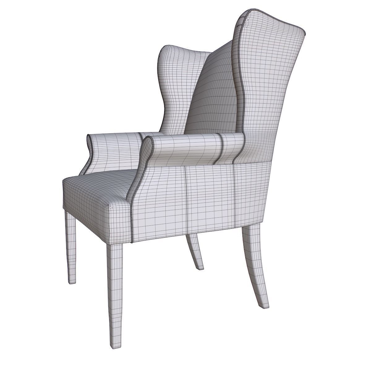 Armchair leather wingback chair 3D model_4