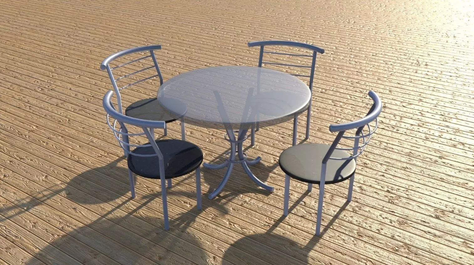 Simple  Photo realistic table and chairs Free low-poly 3D model_0