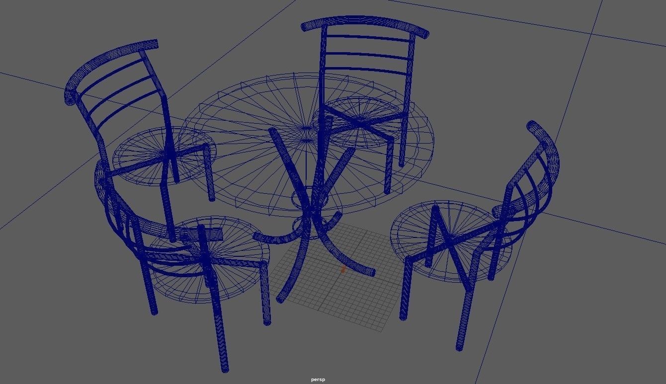 Simple  Photo realistic table and chairs Free low-poly 3D model_4