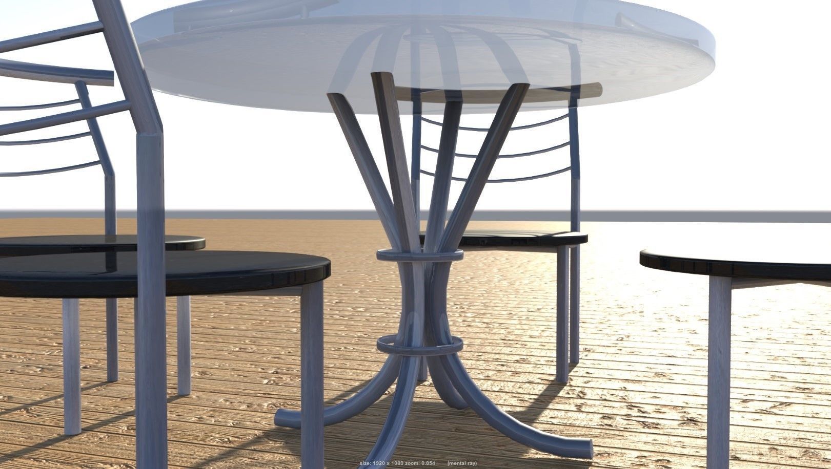 Simple  Photo realistic table and chairs Free low-poly 3D model_3