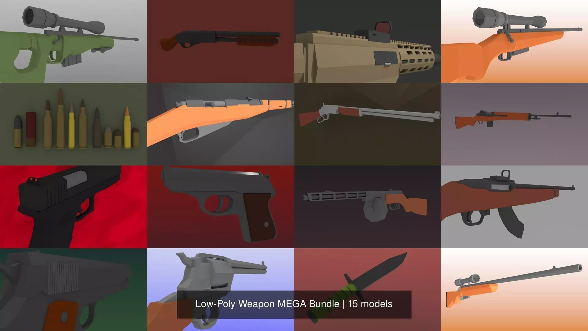 Low-Poly Weapon MEGA Bundle 3D Model Collection_0
