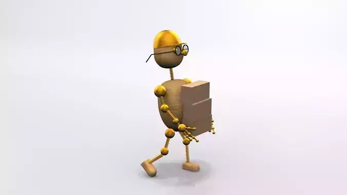 Wood man Low-poly 3D model