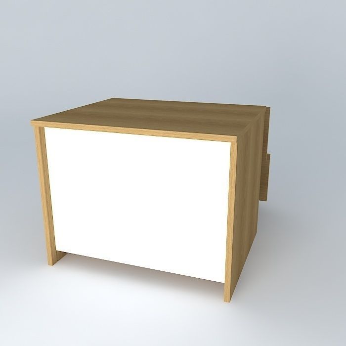 box bedside table with two drawers Free 3D model_1