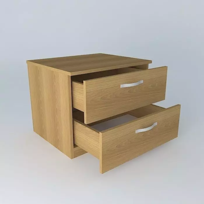 box bedside table with two drawers Free 3D model_0