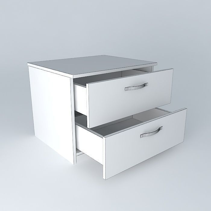box bedside table with two drawers Free 3D model_3