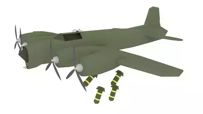 Bomb Plane WW2 - B17 USA - Low Poly Low-poly 3D model