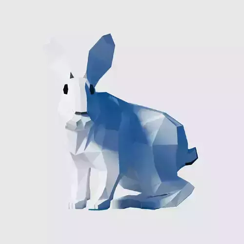 Bunny polygonal rabbit Low-poly 3D model