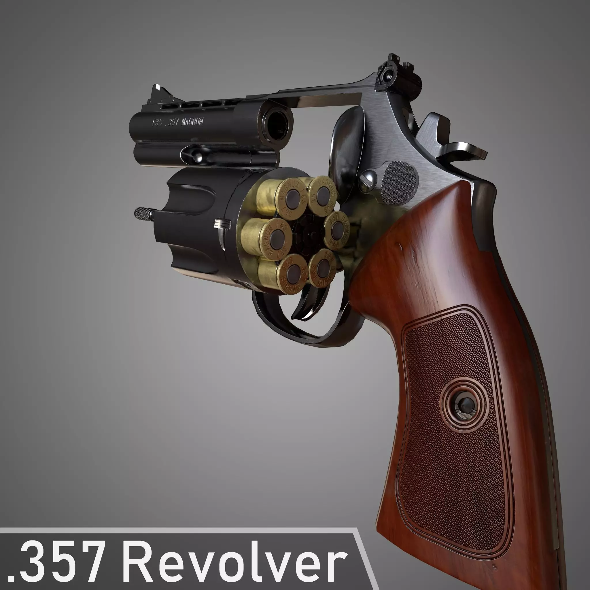 357 Revolver Low-poly 3D model_0