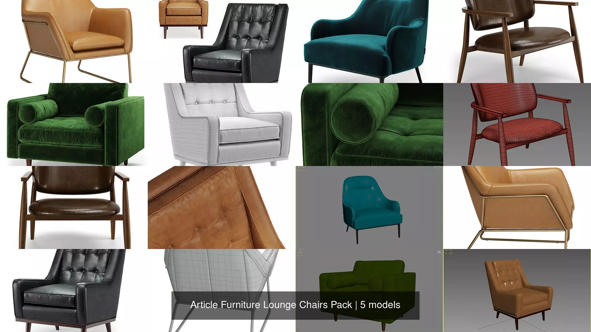 Article Furniture Lounge Chairs Pack 3D Model Collection_1