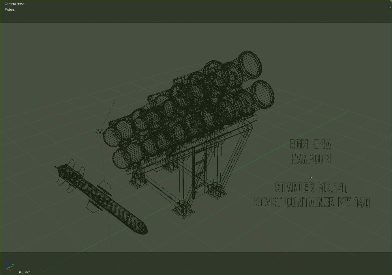 NATO RGM 84A Harpoon antiship missile and Launcher Mk 141 3D model_6