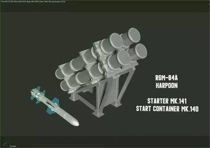 NATO RGM 84A Harpoon antiship missile and Launcher Mk 141