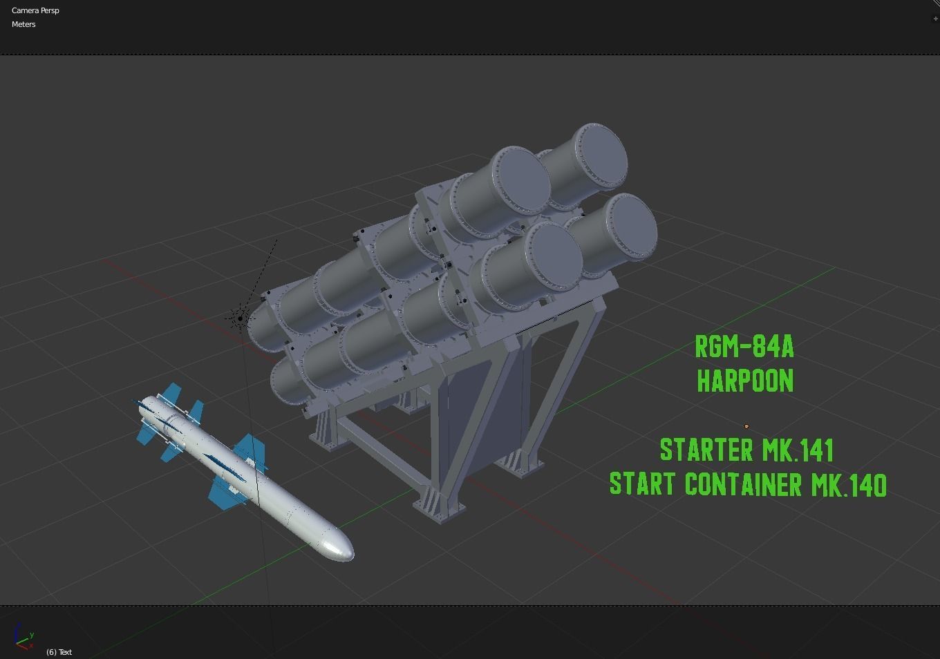NATO RGM 84A Harpoon antiship missile and Launcher Mk 141 3D model_7