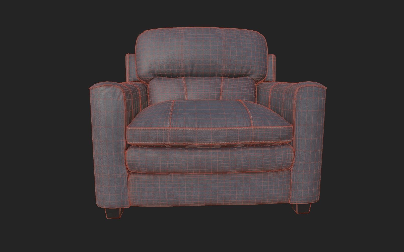 Armchair Gleason Ottoman sofa Low-poly 3D model_5