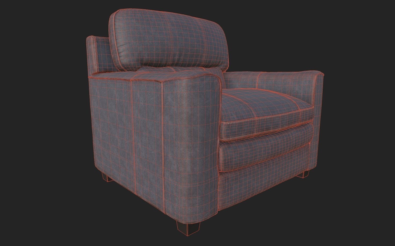 Armchair Gleason Ottoman sofa Low-poly 3D model_6