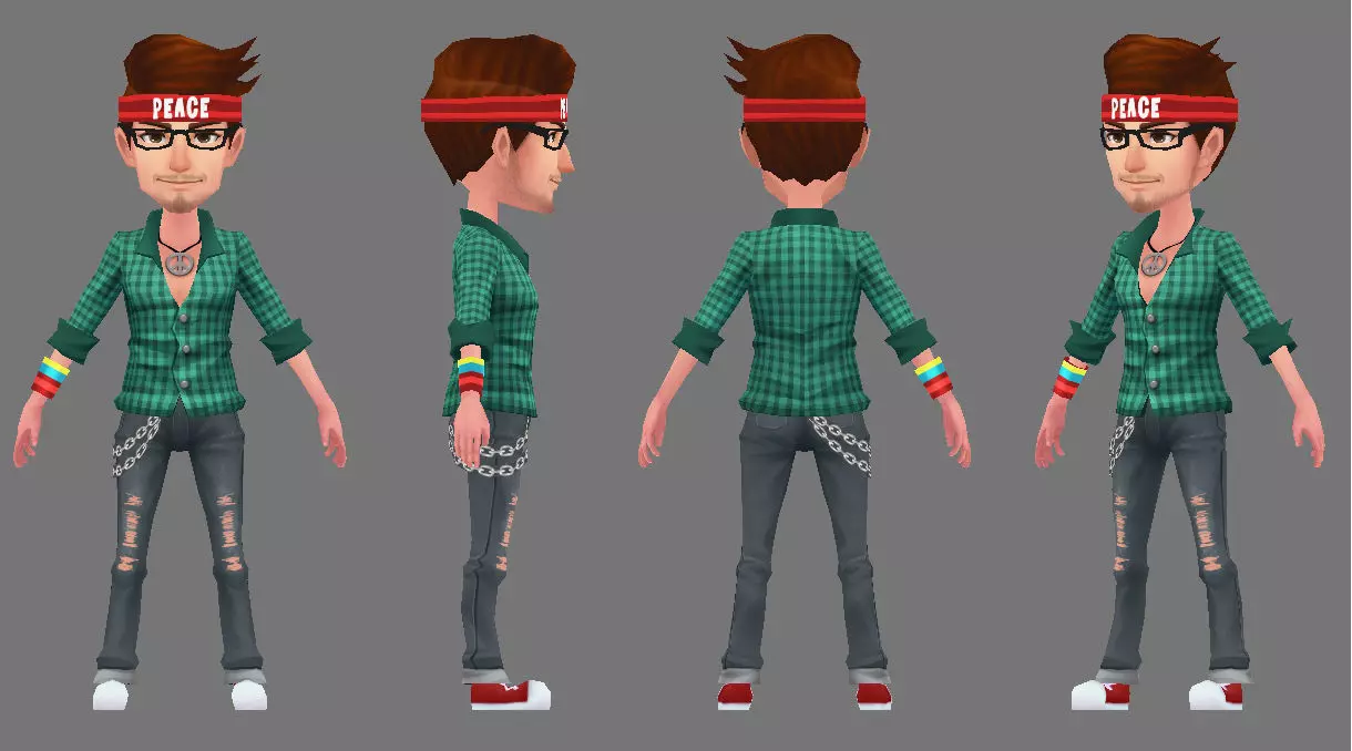 3D Boy sims character Low-poly 3D model_0