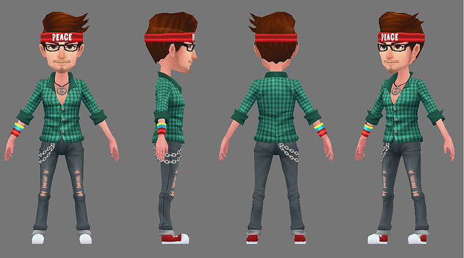 3D Boy sims character Low-poly 3D model