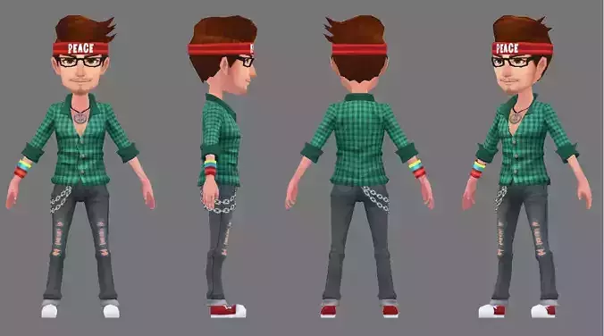 3D Boy sims character Low-poly 3D model
