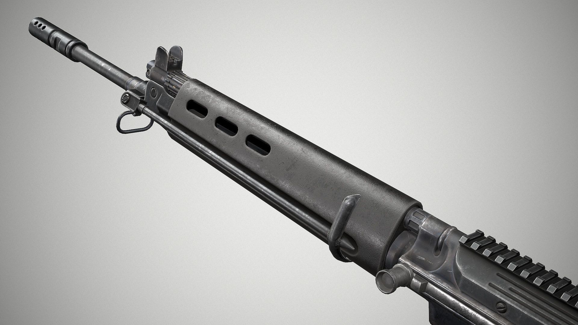 PBR FN FAL 50 63 Paratrooper Low-poly 3D model_4