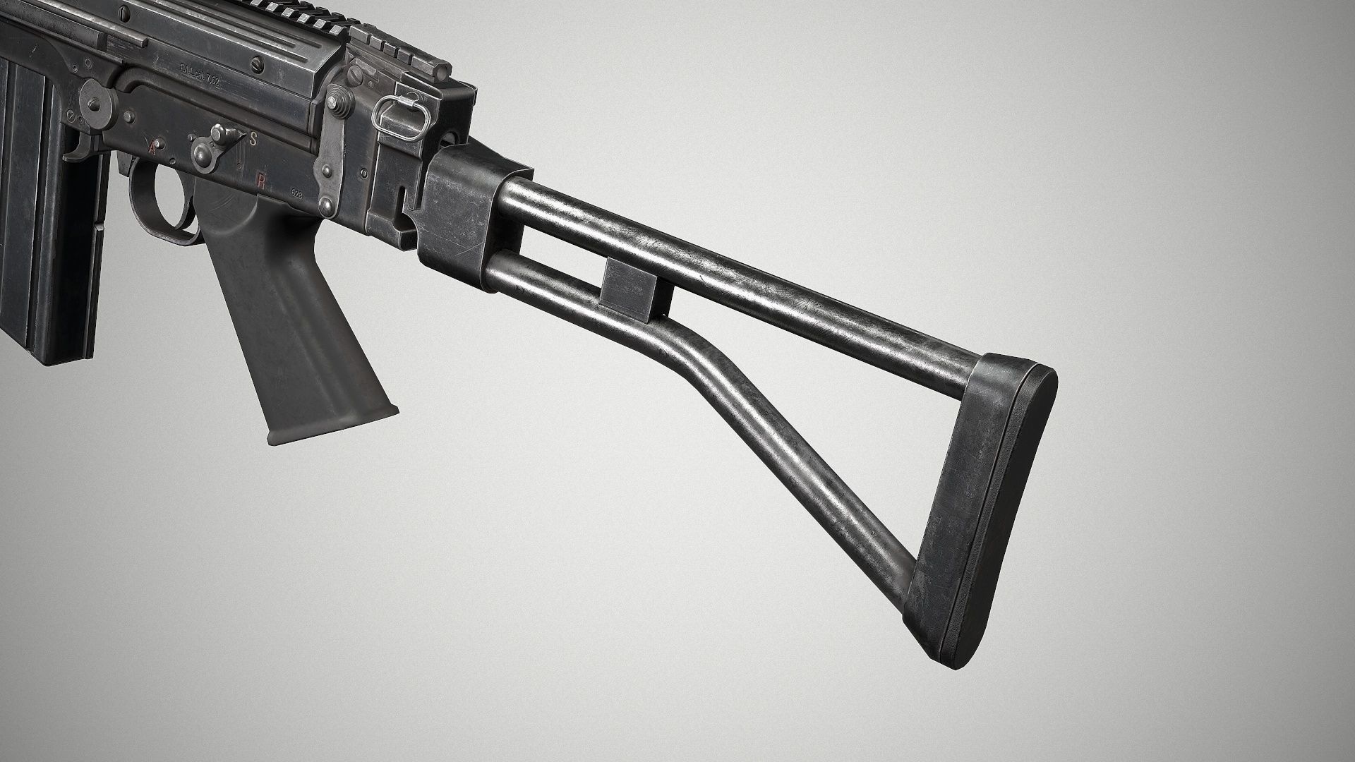 PBR FN FAL 50 63 Paratrooper Low-poly 3D model_7