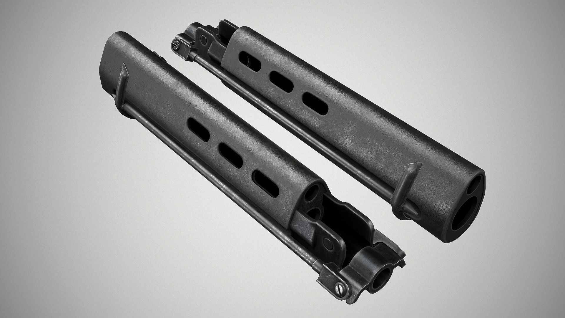 PBR FN FAL 50 63 Paratrooper Low-poly 3D model_11