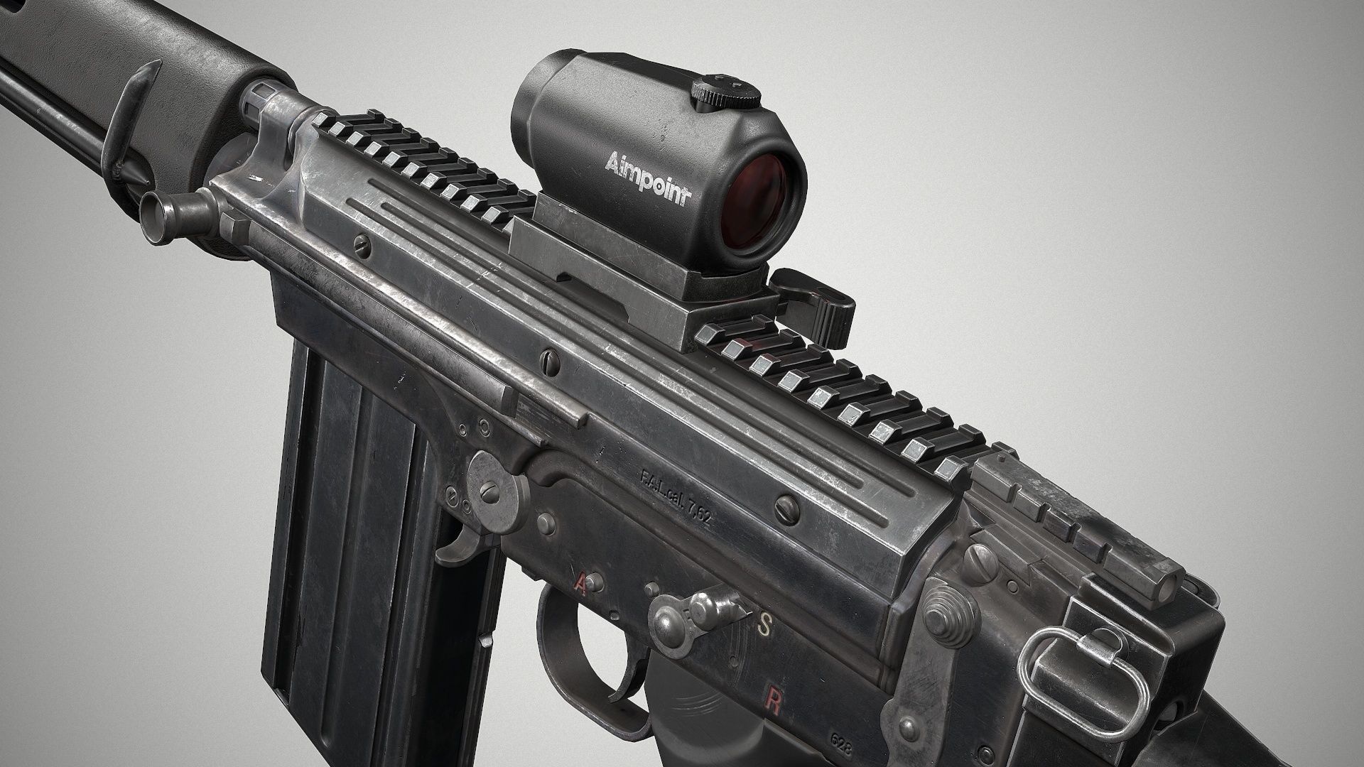 PBR FN FAL 50 63 Paratrooper Low-poly 3D model_6