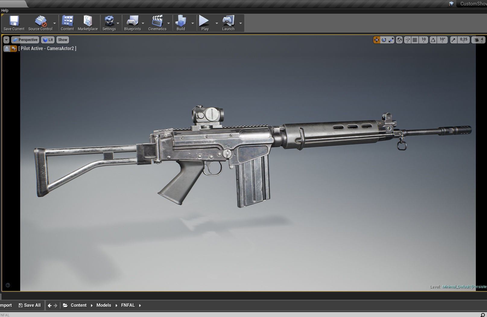 PBR FN FAL 50 63 Paratrooper Low-poly 3D model_17