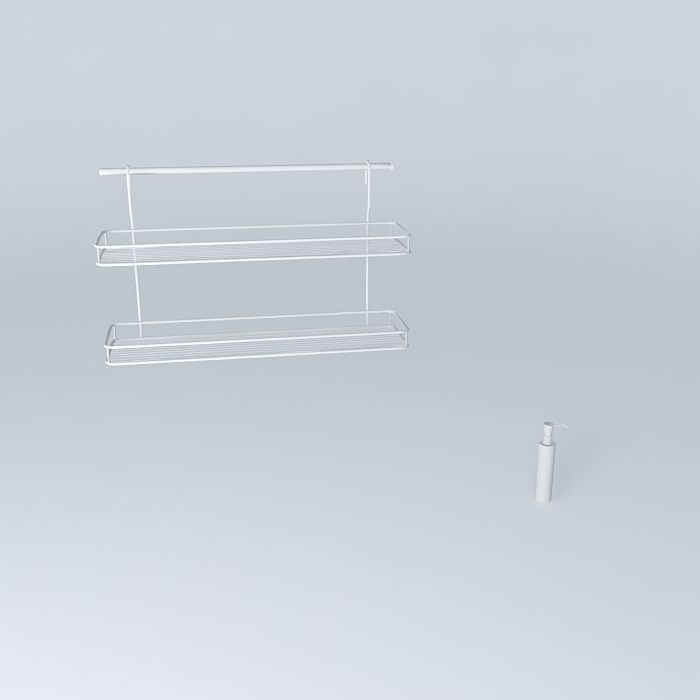 model kitchen bathroom shelf with two shelves Free 3D model_2