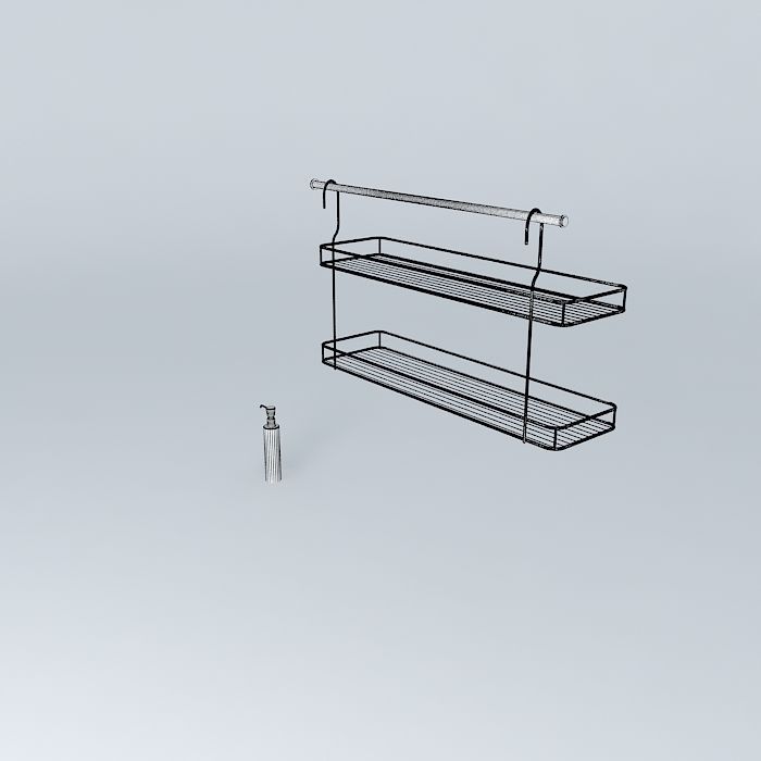 model kitchen bathroom shelf with two shelves Free 3D model_3