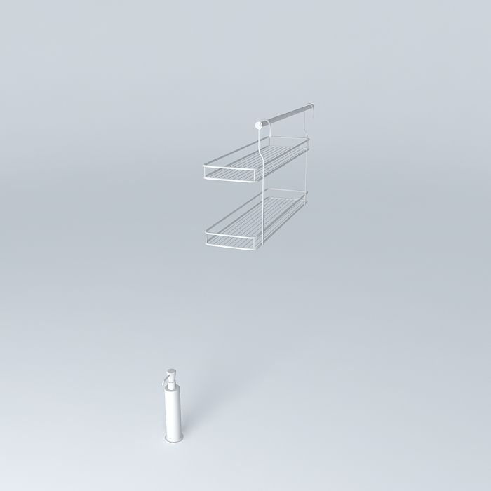 model kitchen bathroom shelf with two shelves Free 3D model_1