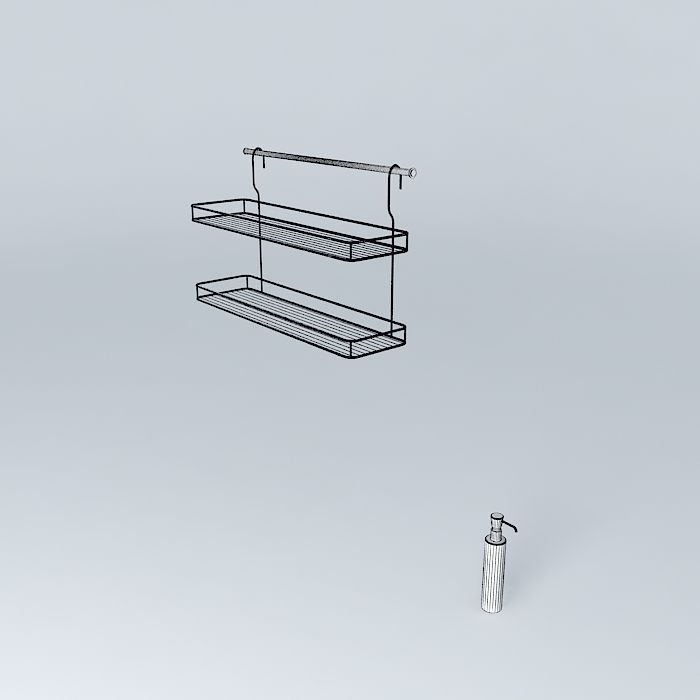 model kitchen bathroom shelf with two shelves Free 3D model_4