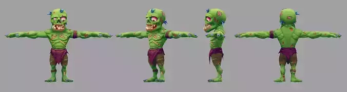 3D Zombie 02 Low-poly 3D model