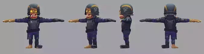 3D Police Zombie Low-poly 3D model
