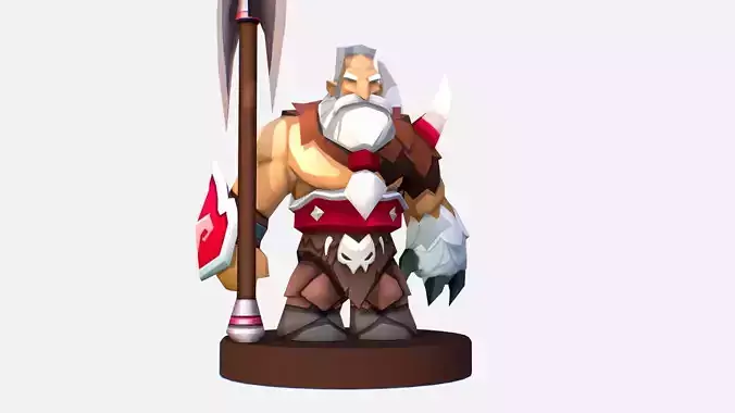Handpaint Cartoon Man Viking MMO rpg Character Low-poly 3D model