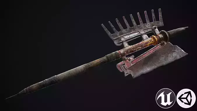 Two-handed axe Low-poly 3D model