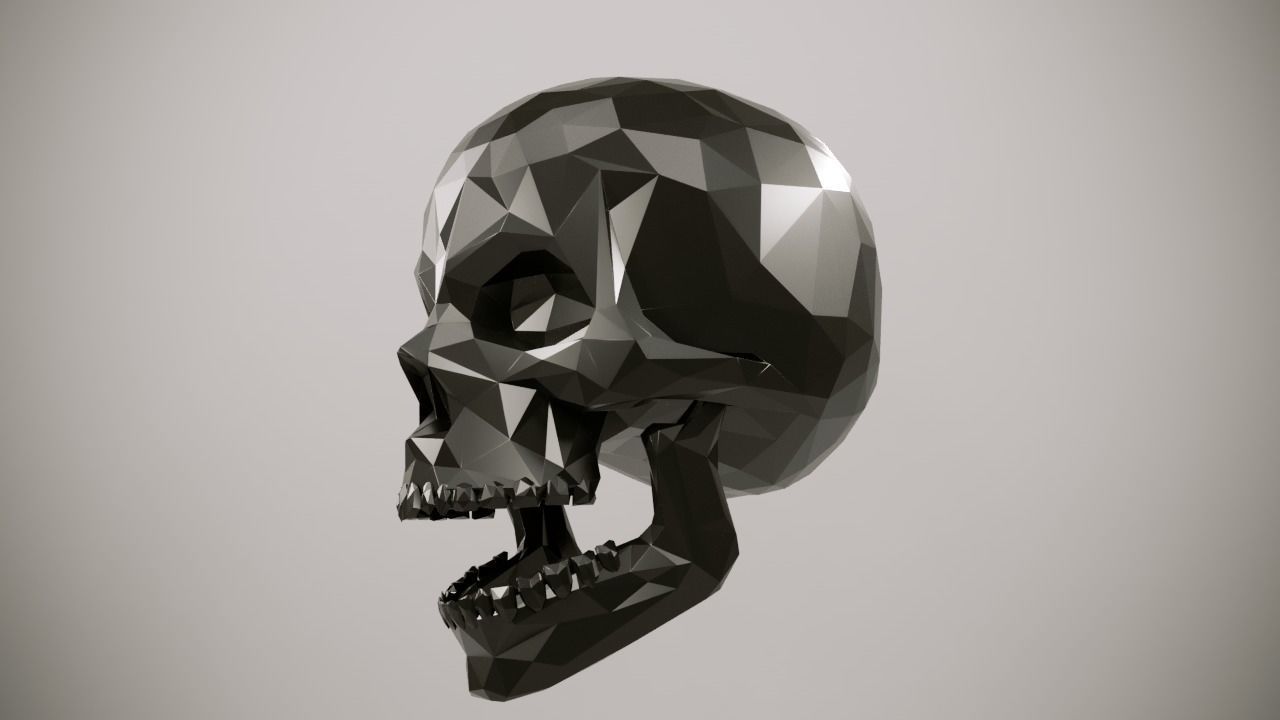 Low Poly Skull polygonal Free 3D model_2