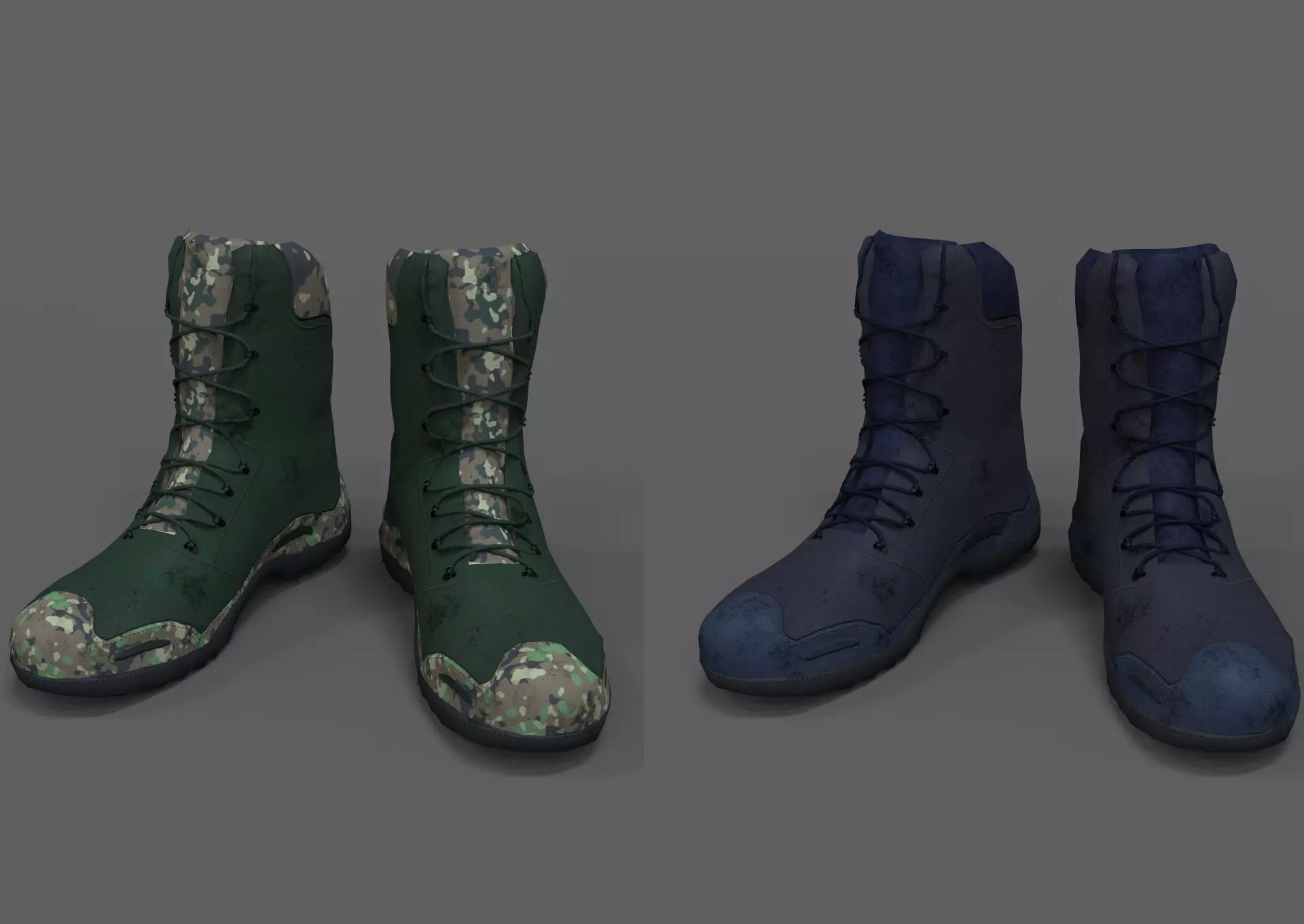 High Boots Blue and Military Free low-poly 3D model