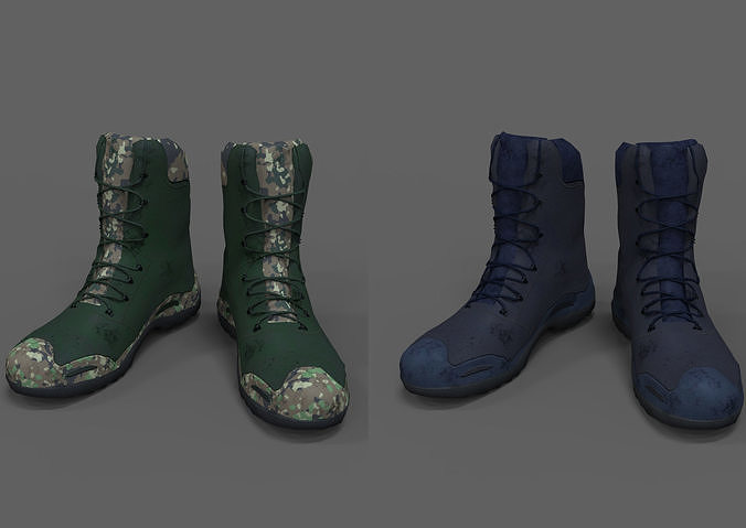 High Boots Blue and Military Free low-poly 3D model