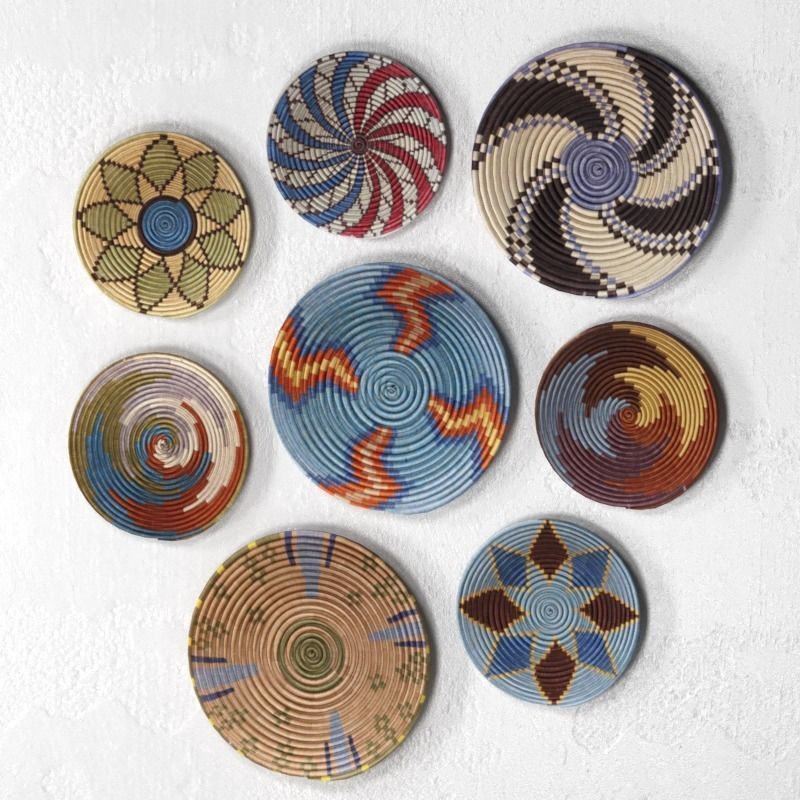 Collection of wicker African wall baskets - 6 sets 3D model_6