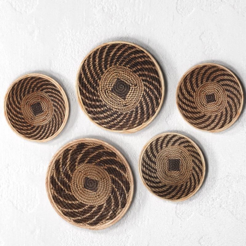 Collection of wicker African wall baskets - 6 sets 3D model_3
