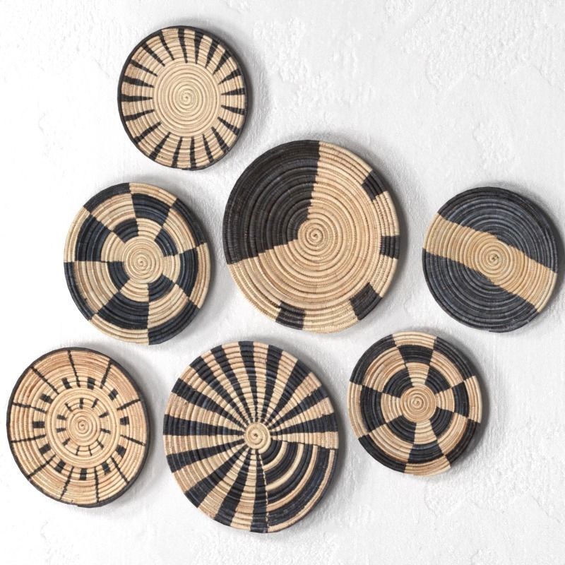 Collection of wicker African wall baskets - 6 sets 3D model_1