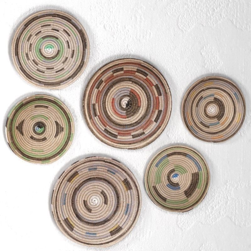 Collection of wicker African wall baskets - 6 sets 3D model_2