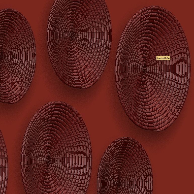 Collection of wicker African wall baskets - 6 sets 3D model_45