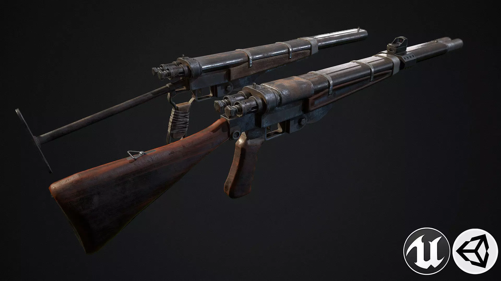 Hunter machine gun Low-poly 3D model_0