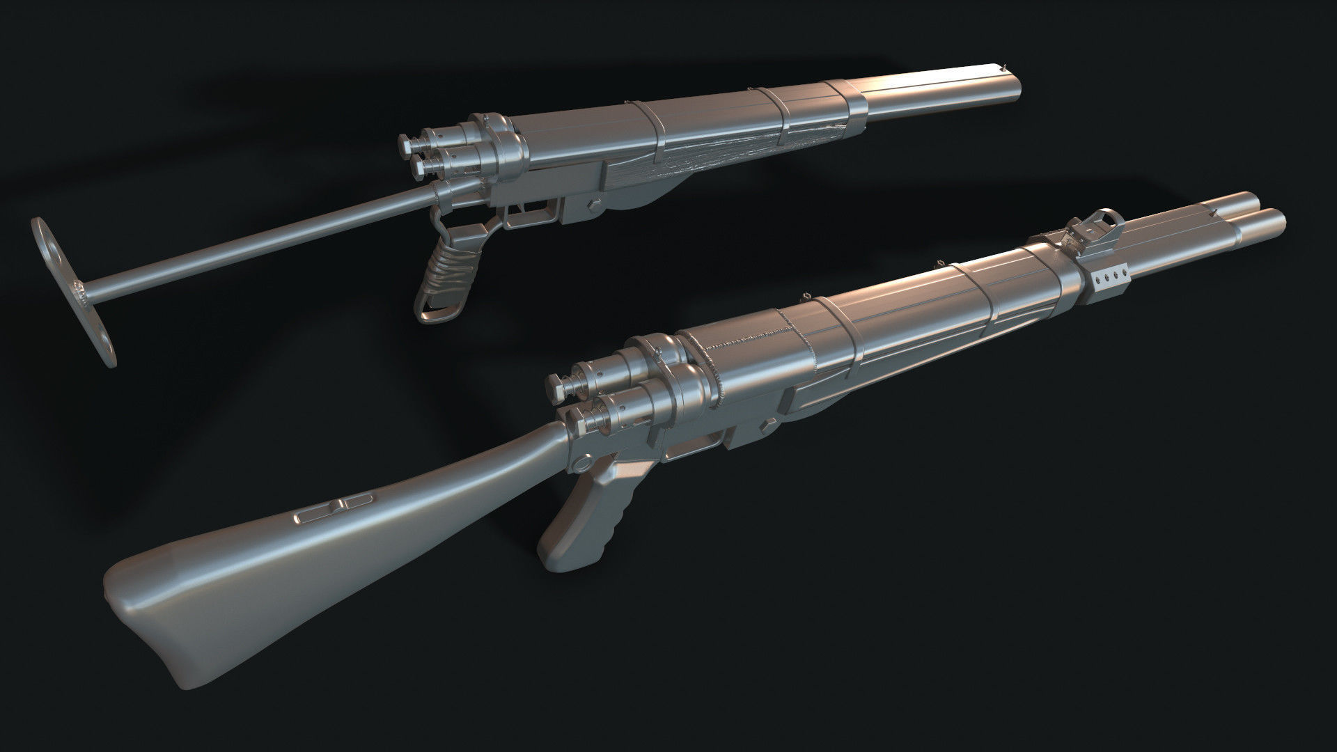 Hunter machine gun Low-poly 3D model_6