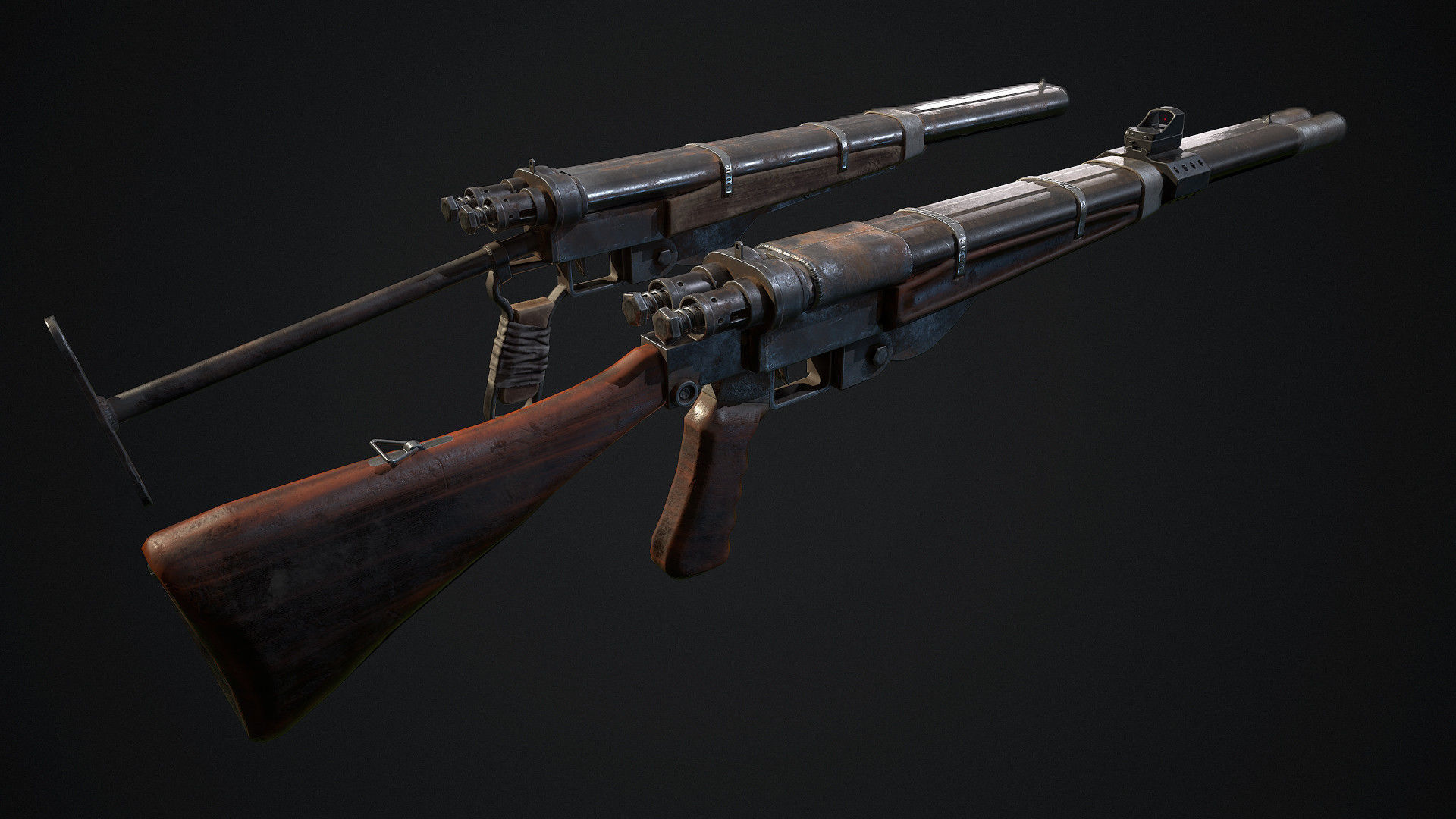 Hunter machine gun Low-poly 3D model_3