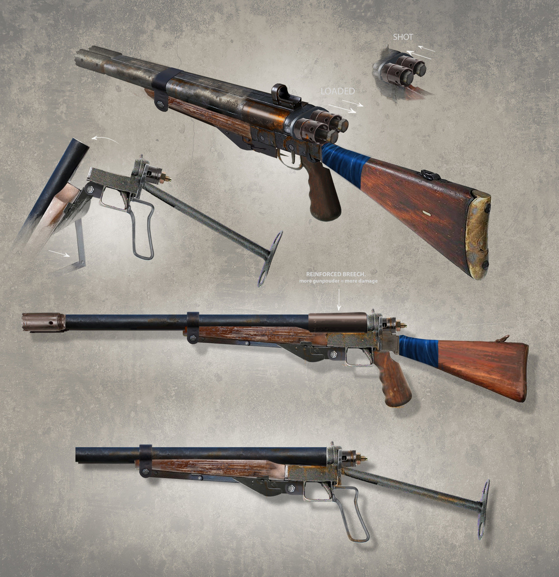 Hunter machine gun Low-poly 3D model_8