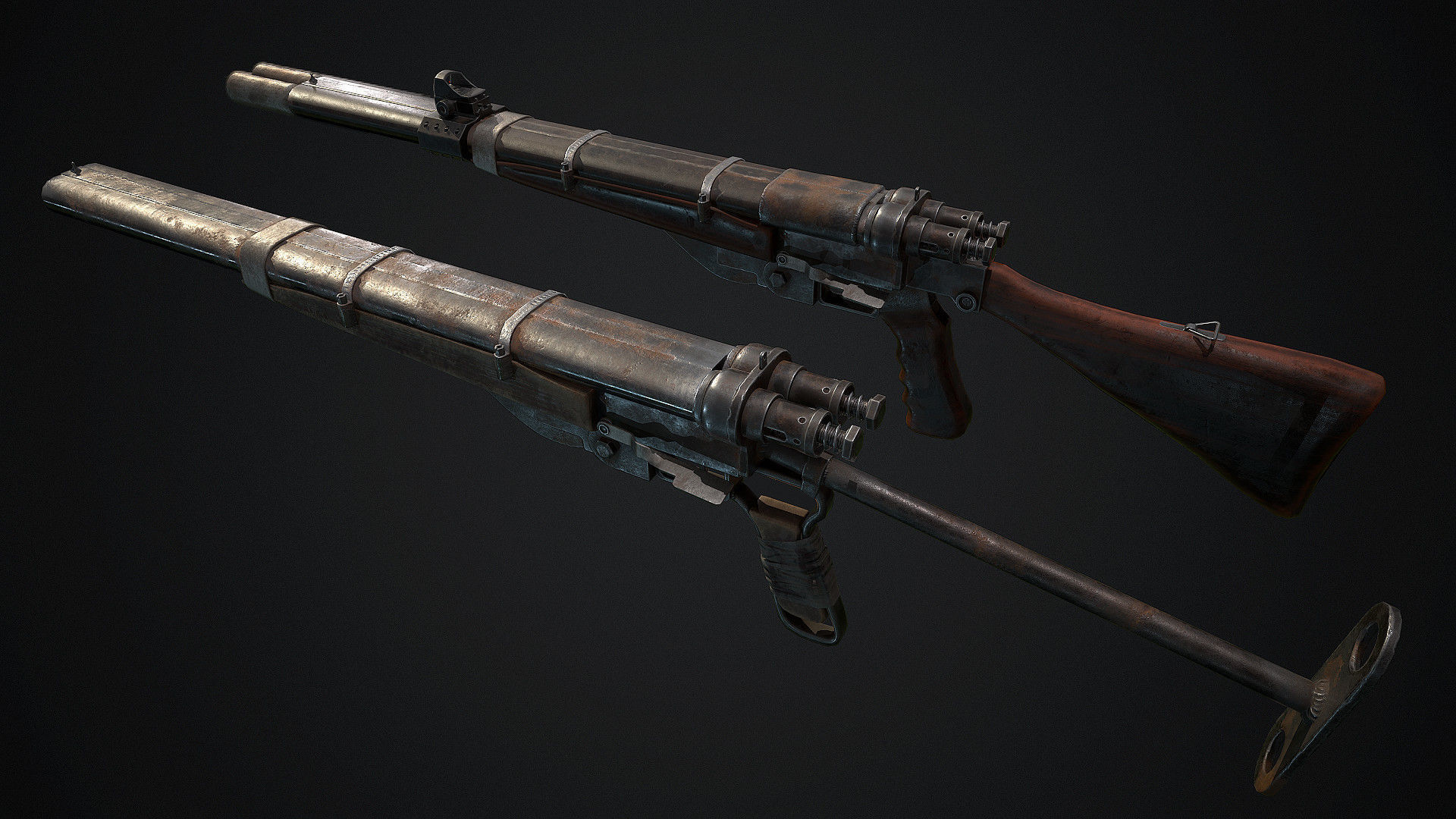 Hunter machine gun Low-poly 3D model_5