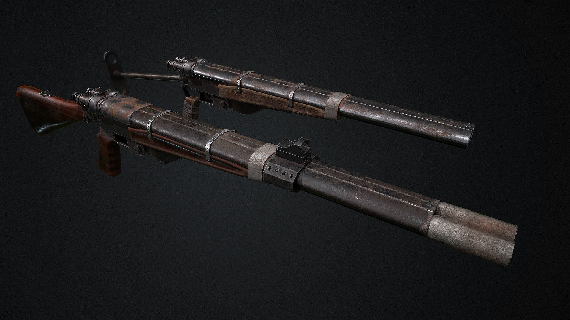 Hunter machine gun Low-poly 3D model_1