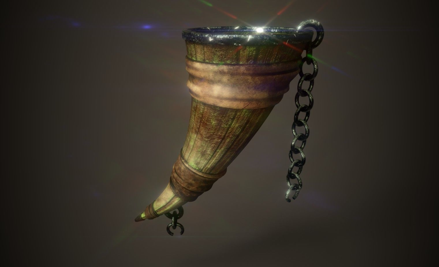 Medieval horn for drinking 3D model_1
