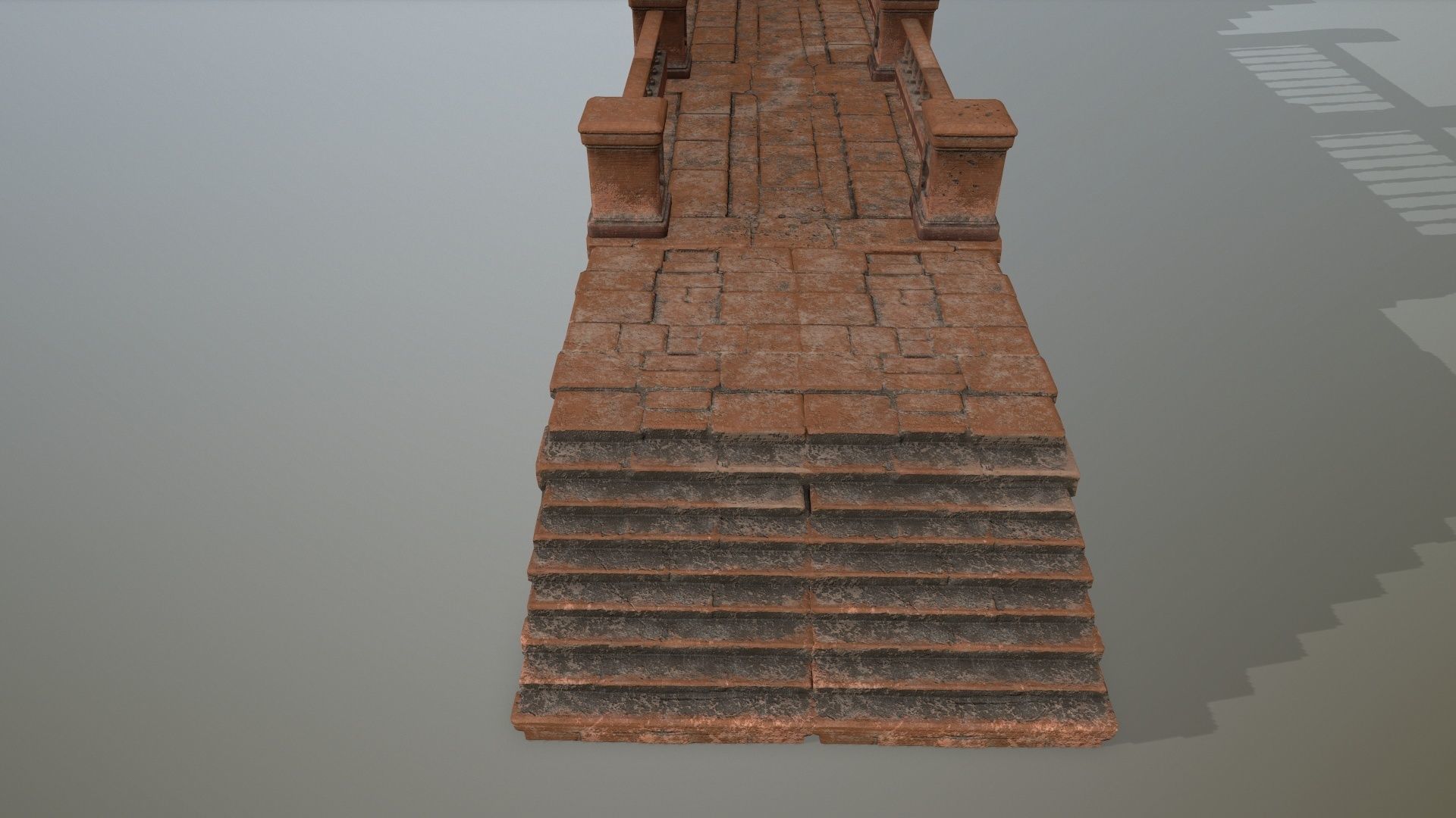 ruin set 1 brick bridge with stairs Low-poly 3D model_9